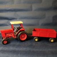 rød traktor og rød anhænger ERTL gammel metal legetøj 